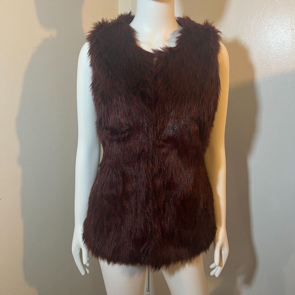 Vintage Y2K Say What? Fur Vest L Indie Sleaze Mob Wife Boho Model Off Duty 2000s